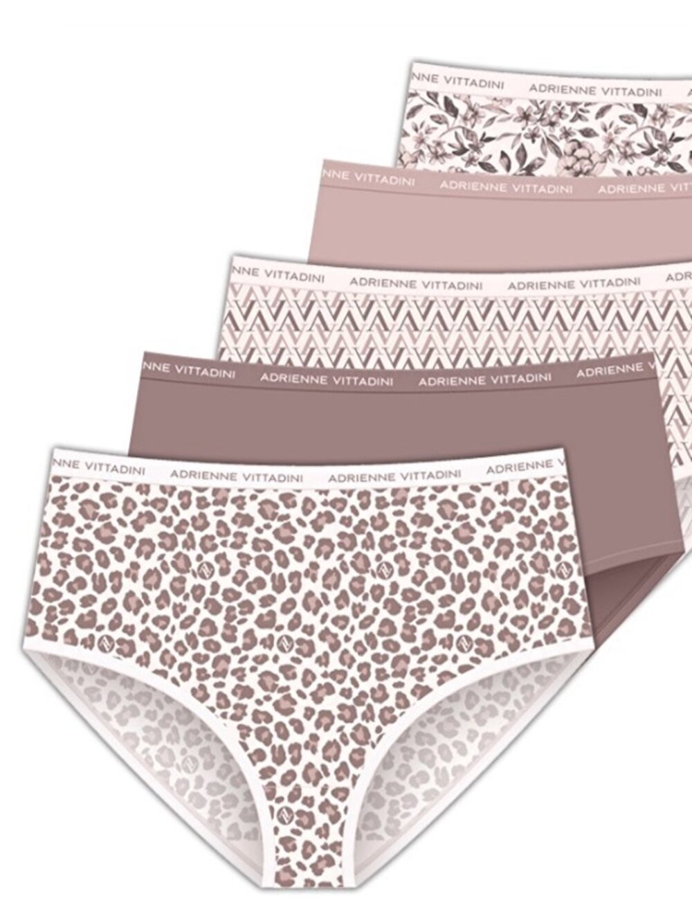 Adrienne Vittadini Women's Brushed Microfiber Brief Panties, Stretch, 5-Pack
